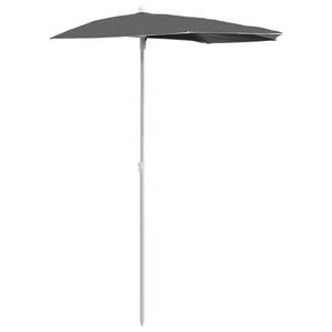 vidaXL Halvrunt parasoll med st&aring;ng 180x90 cm antracit