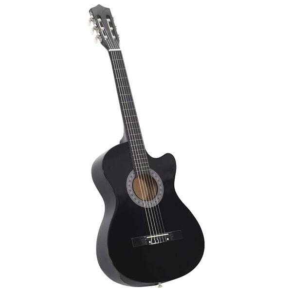 vidaXL Gitarr 12 delar med 6 strängar western svart 38"