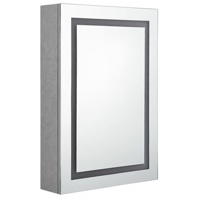 vidaXL Spegelskåp med LED betonggrå 50x13x70 cm