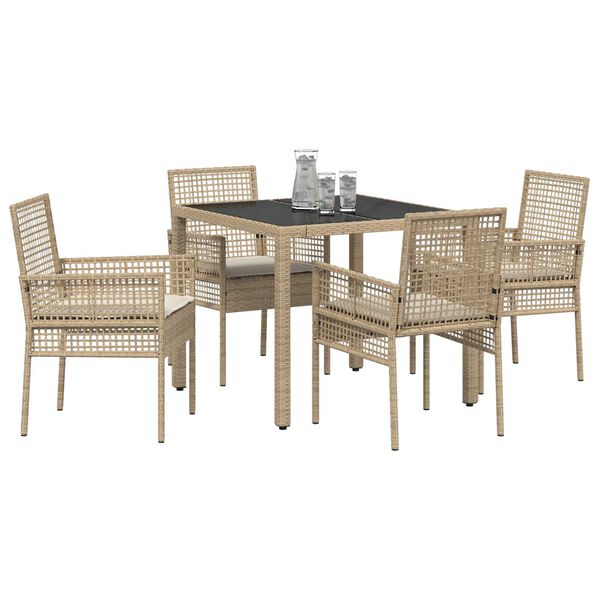 vidaXL Tr&auml;dg&aring;rdsm&ouml;belset 5 pcs Beige konstrotting