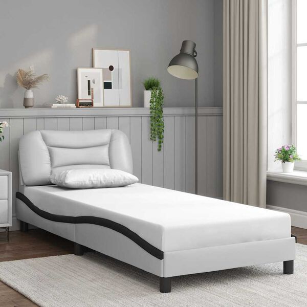 vidaXL Bed Frame without Mattress "Hvar" White and Black 80x200 cm Faux Leather