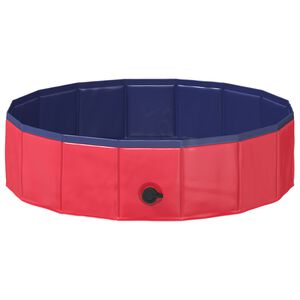 vidaXL Hopf&auml;llbar hundsimingspool R&ouml;d 80 x 80 x 20 cm PVC