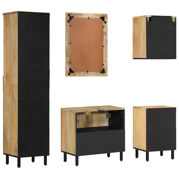 vidaXL Badrumsm&ouml;bler 5 delar massivt mangotr&auml;