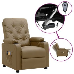 vidaXL Elektrisk massagef&aring;t&ouml;lj cappuccino konstl&auml;der