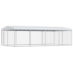 vidaXL Hundg&aring;rd med tak f&ouml;r utomhusbruk 7,6x3,8x2,3 m