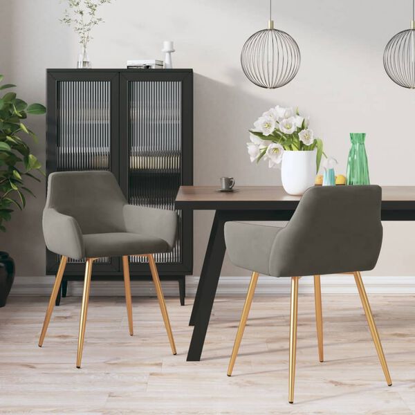 vidaXL Matstolar 2 st m&ouml;rkgr&aring; sammet