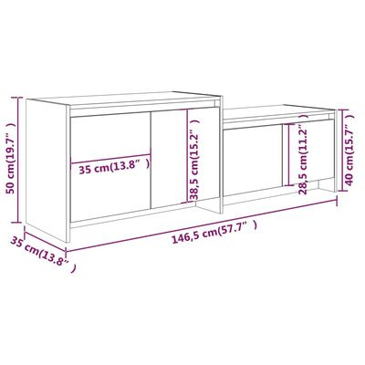 vidaXL Tv-bänk sonoma-ek 146,5x35x50 cm konstruerat trä