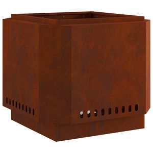 vidaXL R&ouml;kl&ouml;s eldkopp Rostig 58 x 58 x 51 cm V&auml;derbest&auml;ndig st&aring;l