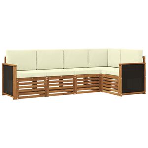 vidaXL Sektionsoffgrupp med kudde 4 pcs Naturlig och Gr&auml;dde