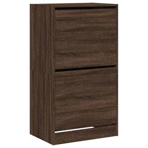 vidaXL Skosk&aring;p med 2 flip-l&aring;dor brun ek 60x42x108 cm