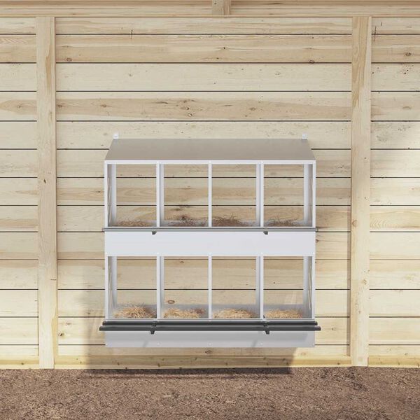 vidaXL Kycklingholk med 8 fack galvaniserad silvermetall