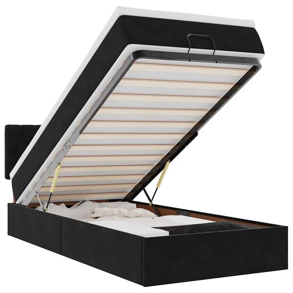 vidaXL Ottoman s&auml;ngram med madrass svart 100x200 cm sammet