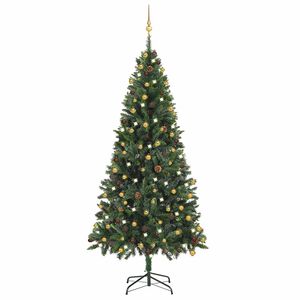 vidaXL Belyst plastgran med kulor gr&ouml;n 210 cm