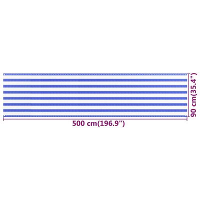 vidaXL Balkongskärm blå och vit 90x500 cm HDPE