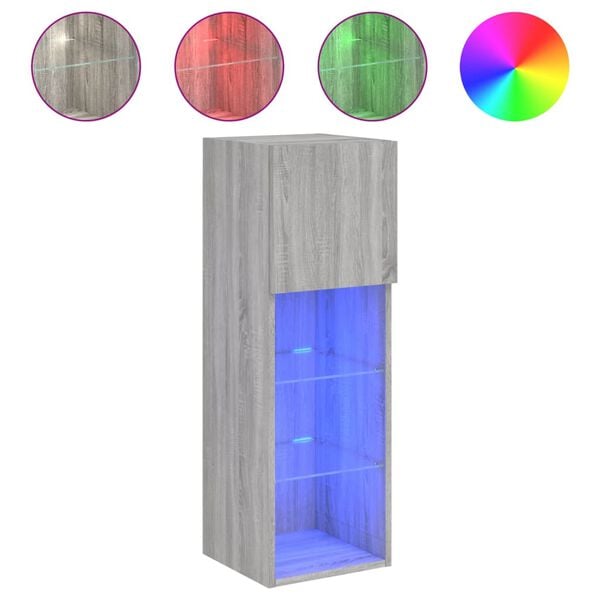 vidaXL TV-b&auml;nk med LED-belysning gr&aring; sonoma 30,5x30x90 cm