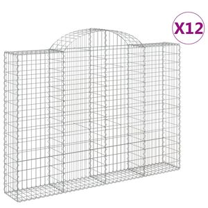 vidaXL Gabioner b&aring;gformade 12 st 200x30x140/160 cm galvaniserat j&auml;rn