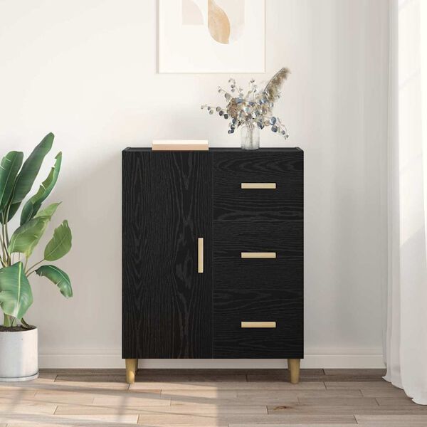vidaXL Sideboard med l&aring;da Svart ek 34 x 69.5 x 90 cm Konstruerat tr&auml;