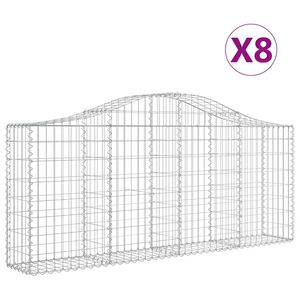 vidaXL Gabioner b&aring;gformade 8 st 200x30x80/100 cm galvaniserat j&auml;rn
