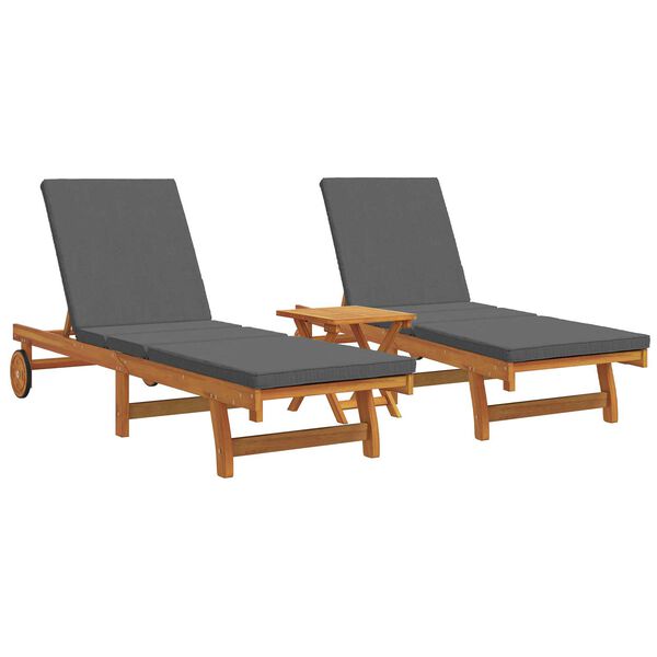 vidaXL Solstol Reclining 3 pcs Brun 40 x 40 x 40cm Massivt akaciaträ