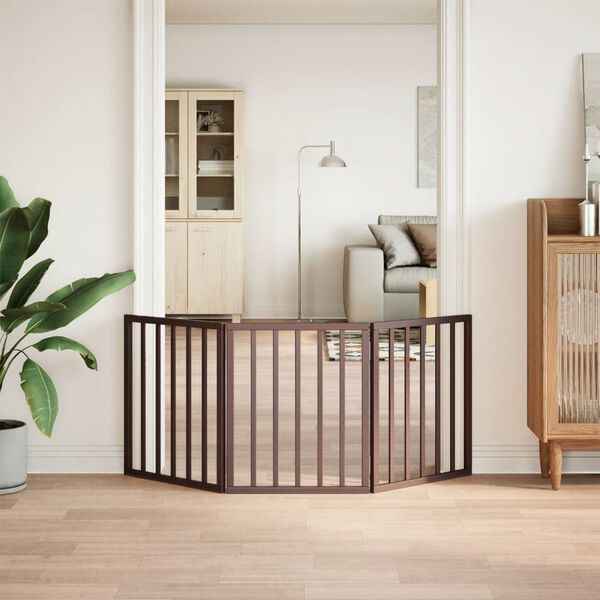 vidaXL Hundgrind hopfällbar 3 paneler brun 150 cm poppel