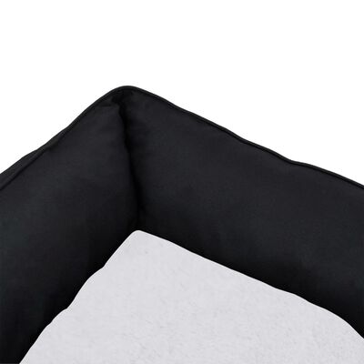 vidaXL Hundbädd svart och vit 110,5x80,5x26 cm fleece med linnelook