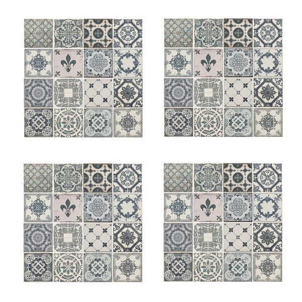 WALPLUS V&auml;ggdekal vintage bl&aring; 54x54cm 4 ark