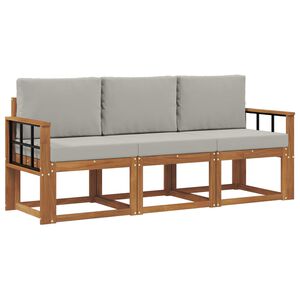 vidaXL Utomhussoffset med kudde 3 pcs Naturlig och Ljus Gr&aring;