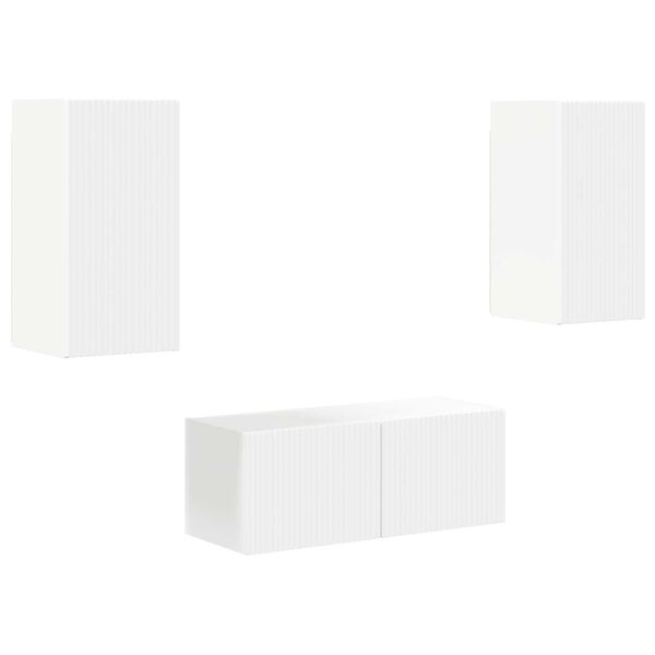 vidaXL TV-b&auml;nkset V&auml;ggmonterad 6 pcs Vit Konstruerat tr&auml;