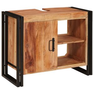 vidaXL Diskb&auml;nkssk&aring;p med hylla Brun 71 x 33 x 58 cm Massivt Akaciatr&auml;