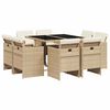 vidaXL Matgrupp f&ouml;r tr&auml;dg&aring;rden med dynor 9 delar beige konstrotting