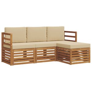 vidaXL Utomhussoffset med kudde 4 pcs Naturlig och Beige