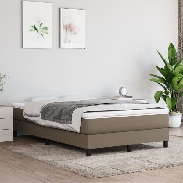 vidaXL Boxspring-s&auml;ngram taupe 120x200 cm tyg