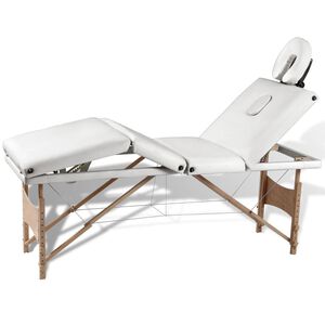 vidaXL Hopf&auml;llbar massageb&auml;nk med 4 sektioner tr&auml;ram gr&auml;ddvit