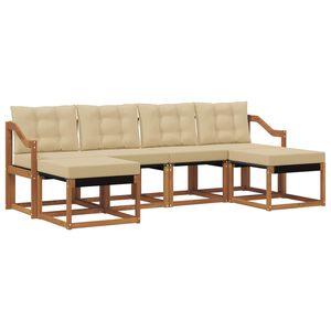vidaXL Utomhussoffset med kudde 6 pcs Naturlig och Beige