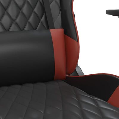 vidaXL Gamingstol med massage och fotstöd svart och vinröd konstläder