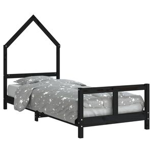 vidaXL S&auml;ngram f&ouml;r barns&auml;ng svart 80x200 cm massiv furu