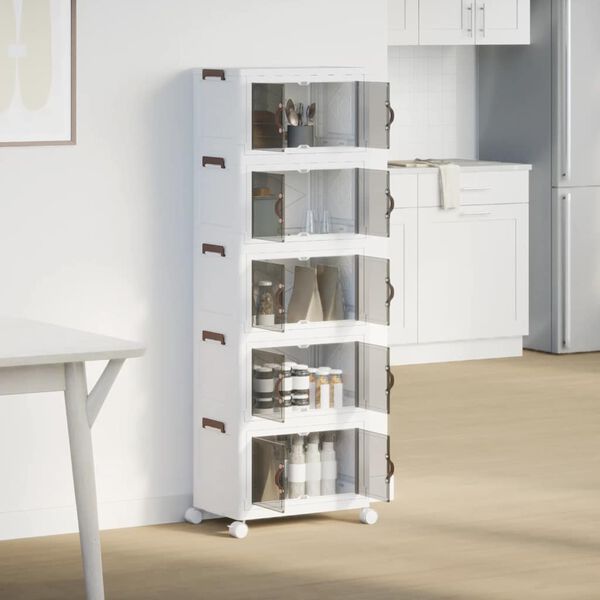 vidaXL F&ouml;rvaringsl&aring;da stapelbar med hjul 5 niv&aring;er 28 L 48,5x29,5x139cm