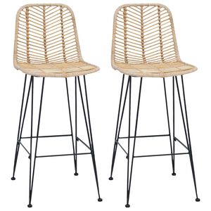vidaXL Barstol 2 pcs Naturfärg 44,5 x 53 x 111 cm Rattan och Järn