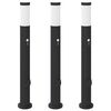 vidaXL Pollare med sensor och uttag 3 st 80 cm rostfritt st&aring;l IP44