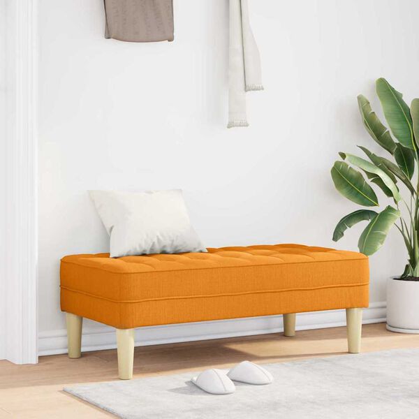 vidaXL b&auml;nk med kudde M&ouml;rkgul 113 x 57 x 39 cm tyg