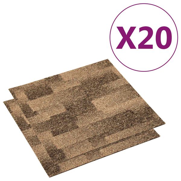 vidaXL Golvmatta 20 pcs Brun 50 x 50 cm PP