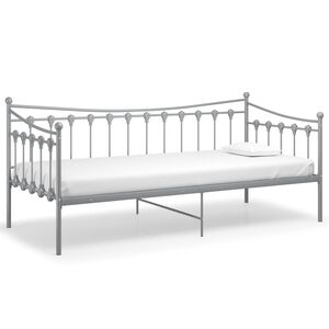 vidaXL S&auml;ngram b&auml;ddsoffa gr&aring; metall 90x200 cm