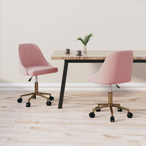 vidaXL Snurrbara matstolar 2 st rosa sammet