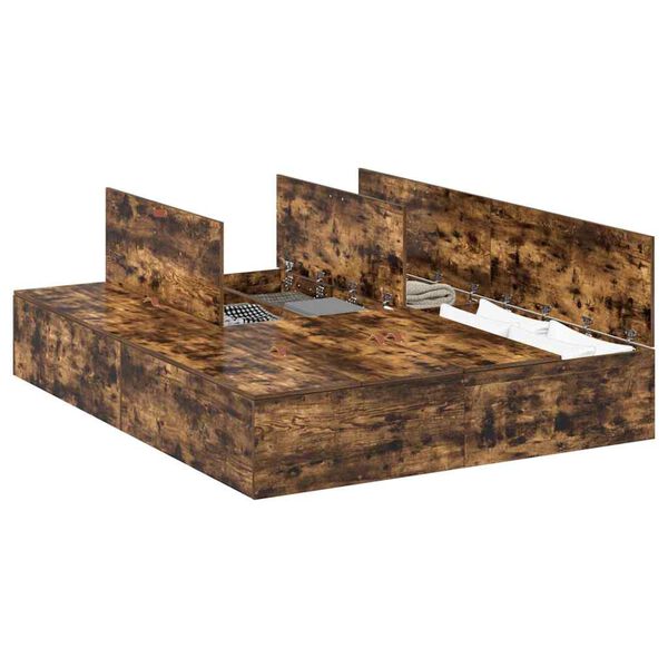 vidaXL Förvaringssängram Rökt ek 150 x 200 cm Konstruerat trä