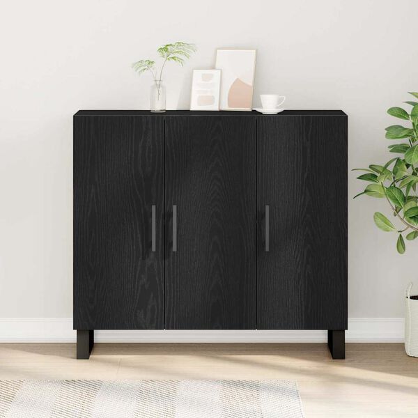 vidaXL Sideboard Svart Ek 90 x 34 x 80 cm Konstruerat tr&auml;
