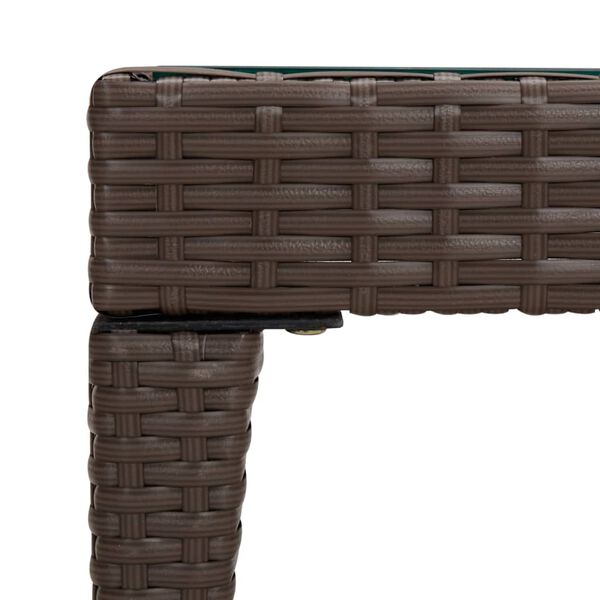 vidaXL Sidobord brunt 50x50x38 cm konstrotting och härdat glas