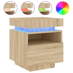 vidaXL S&auml;ngbord med LED-belysning sonoma-ek 40x39x48,5 cm