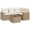vidaXL Soffgrupp f&ouml;r tr&auml;dg&aring;rden med dynor 5 delar beige konstrotting