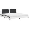 vidaXL Bed with Mattress "Zadar" White and Black 200x200 cm Faux Leather