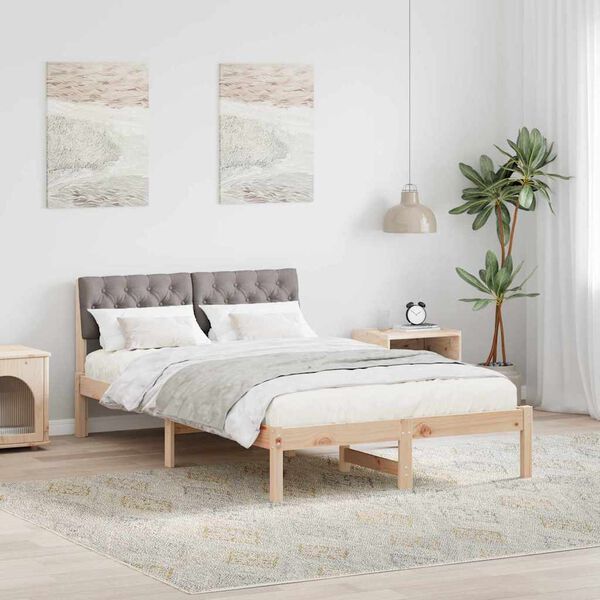 vidaXL S&auml;ngram med huvudgavel Brun och taupe 120 x 190 cm Massiv furu